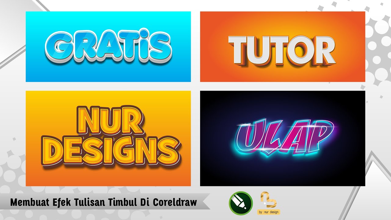Belajar Cara Membuat Efek Tulisan 3D Timbul di CorelDraw || Neon Glow Text Effect