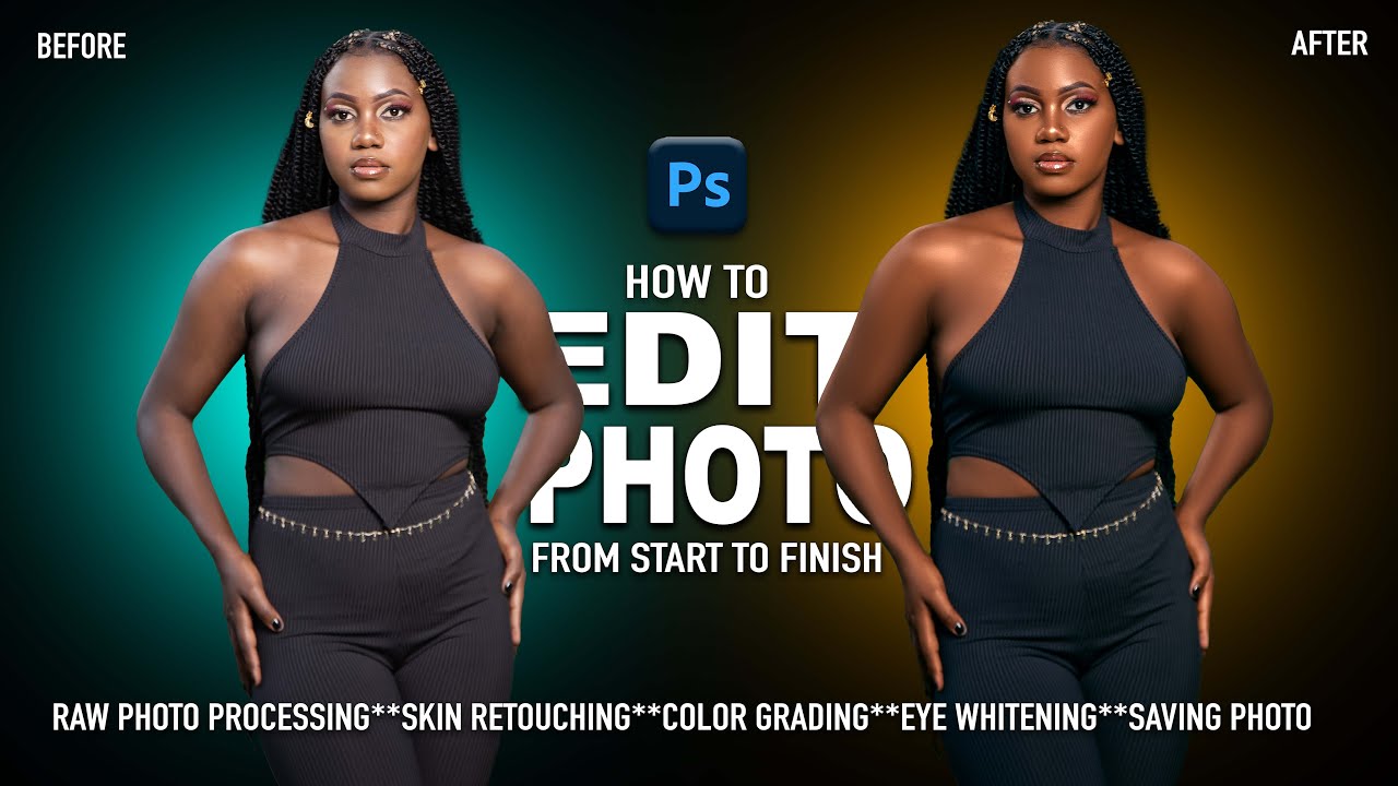How To Edit a Photo In Photoshop from Start To Finish | Skin Retouching, Color Grading and Saving