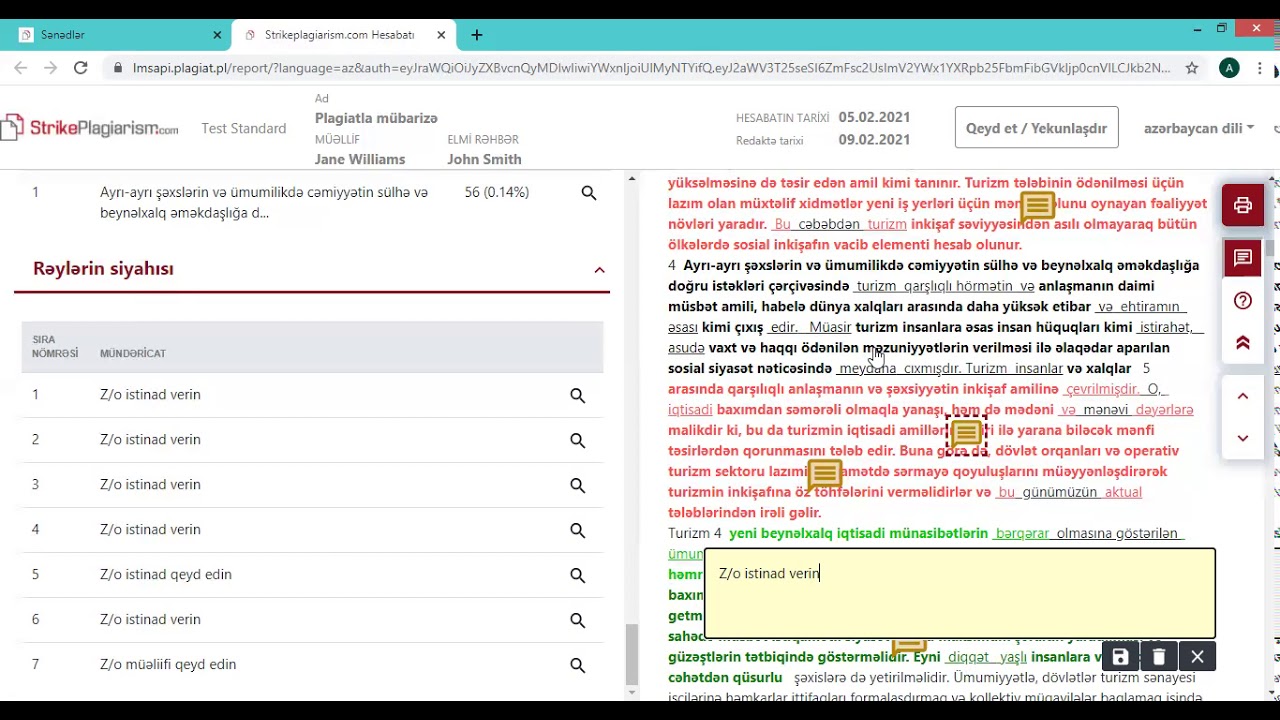 StrikePlagiarism.com antiplagiat sisteminin yeni interaktiv Oxşarlıq Hesabatının səsli təqdimatı