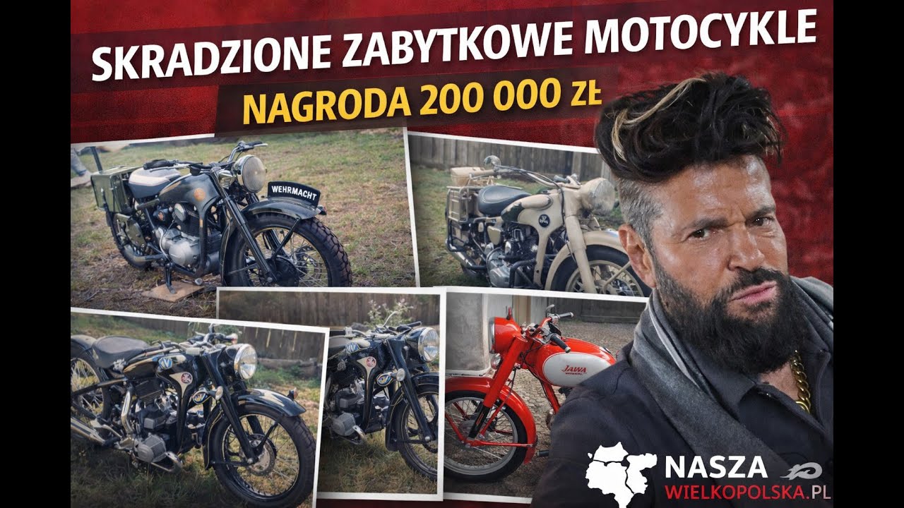 Skradzione zabytkowe motocykle. Krzysztof Rutkowski u kolekcjonera z Połańca | Nagroda 200 tys. zł