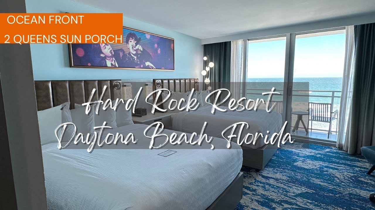 Hard Rock Resort Daytona Beach Florida- walk around with 2 Queen Porch Room Tour