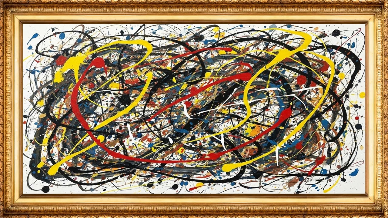 Vintage TV Frame Art | “Number 17A” – Jackson Pollock Abstract Masterpiece ($200M) | Wall Display