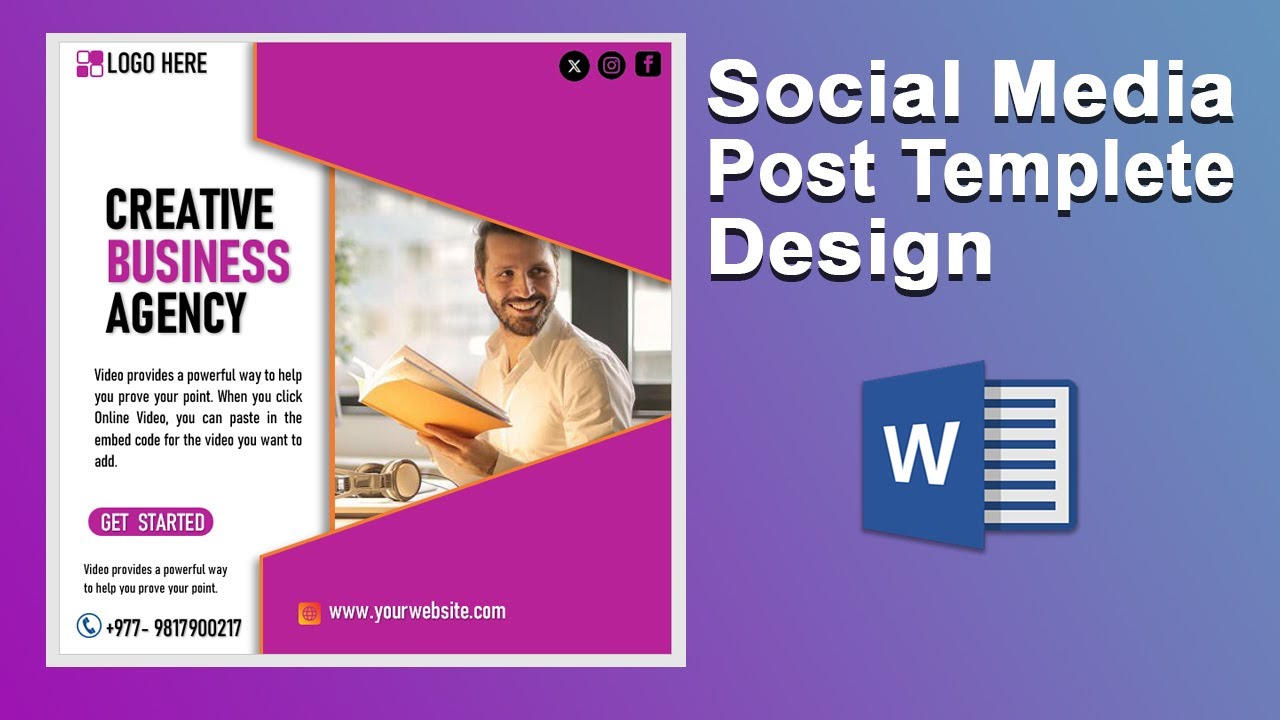 How to create Social Media Design in Microsoft Word || Social Media Add Design in MS word