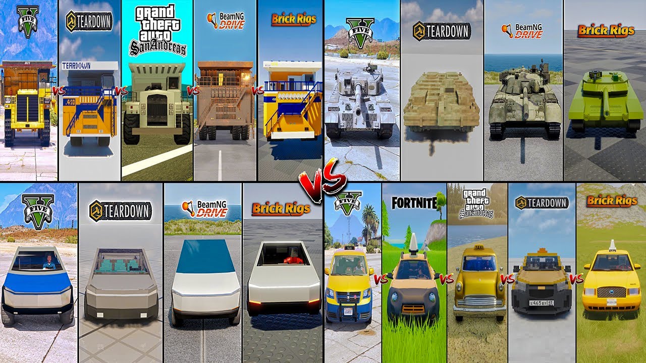 ГИГАНТСКИЙ САМОСВАЛ VS КИБЕР VS ТАКСИ VS МОНСТР-ГРУЗОВИК В РАЗБОРКЕ VS BEAMNG — КТО ЛУЧШЕ?