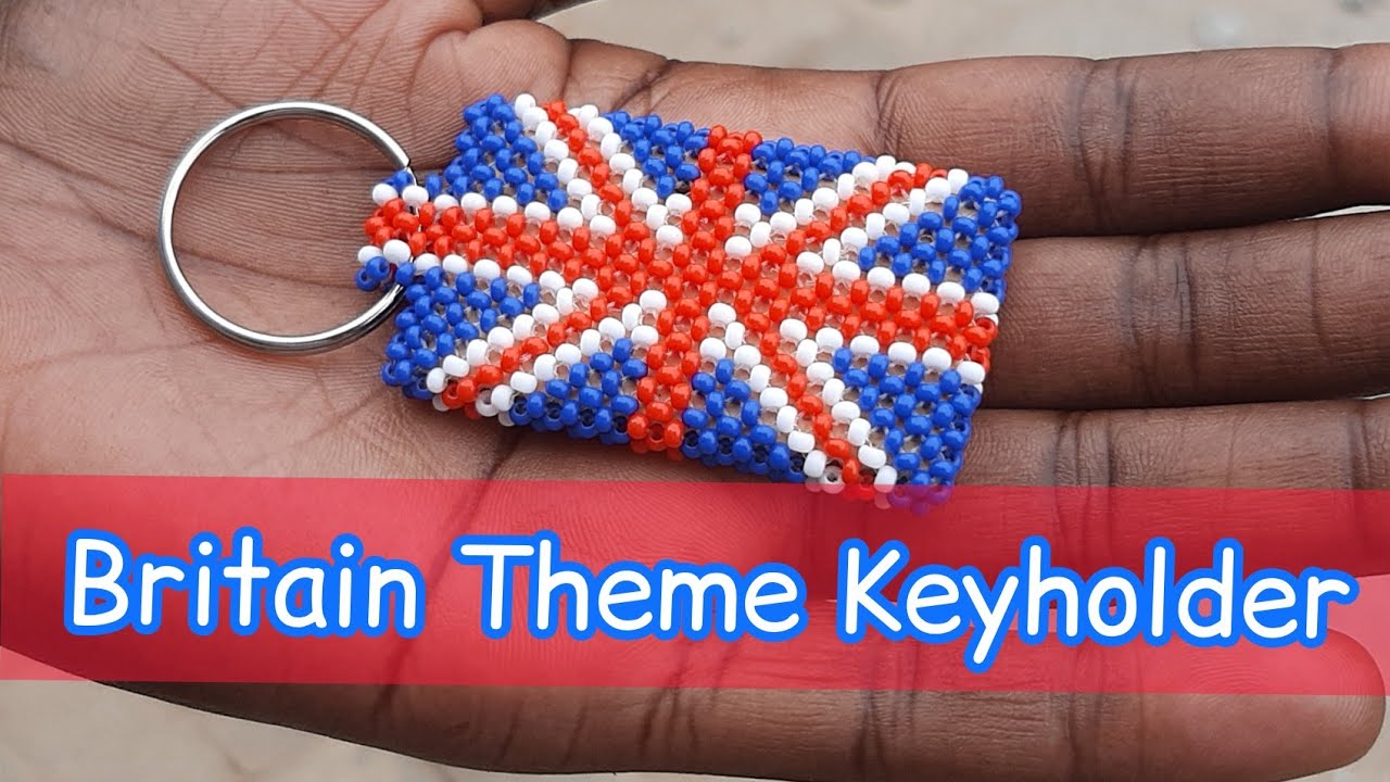 All-Angle Showcase: UK Flag Beaded Key Holder 🇬🇧 | Handmade British-Inspired Design