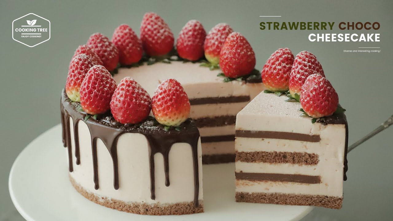 딸기 초콜릿 치즈케이크 만들기 : Strawberry Chocolate Cheesecake Recipe | Cooking tree