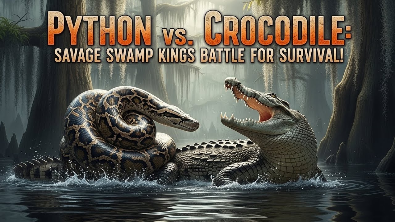 Питон против Крокодила: свирепые короли болот сражаются за выживание!