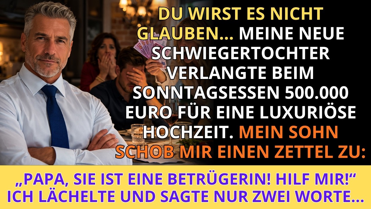 Meine zukünftige Schwiegertochter verlangte beim Sonntagsessen 500.000 Euro – aber mein Sohn hatt...