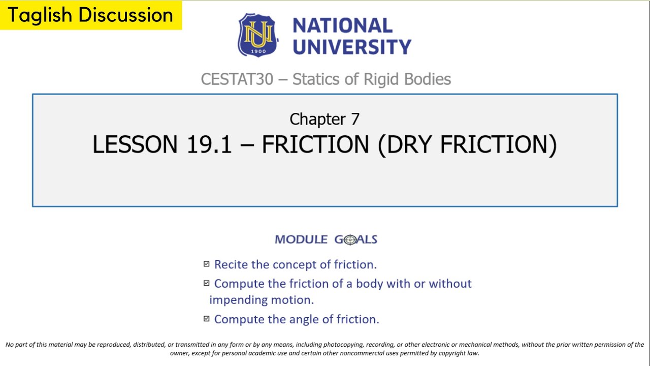 Statics of Rigid Bodies - Friction (Dry Friction)