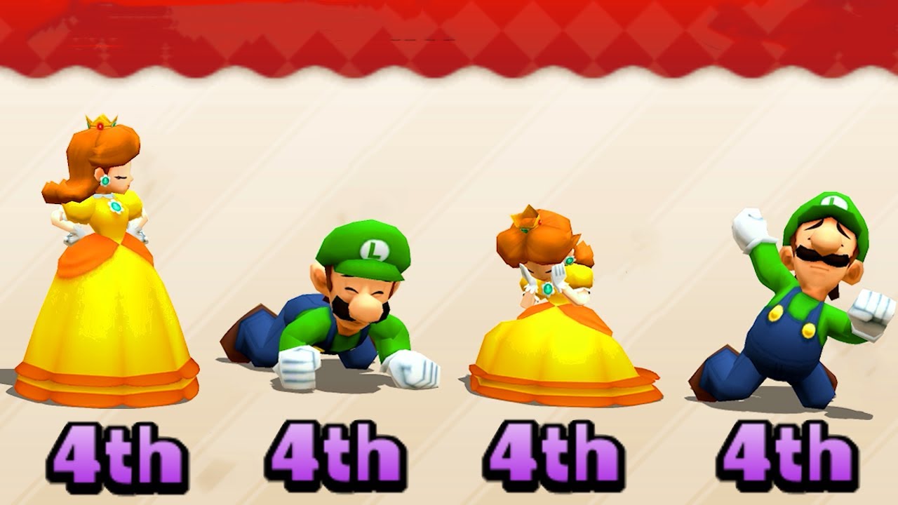 Mario Party The Top 100 - The Bad Day of Couple Luigi and Daisy vs All Characters