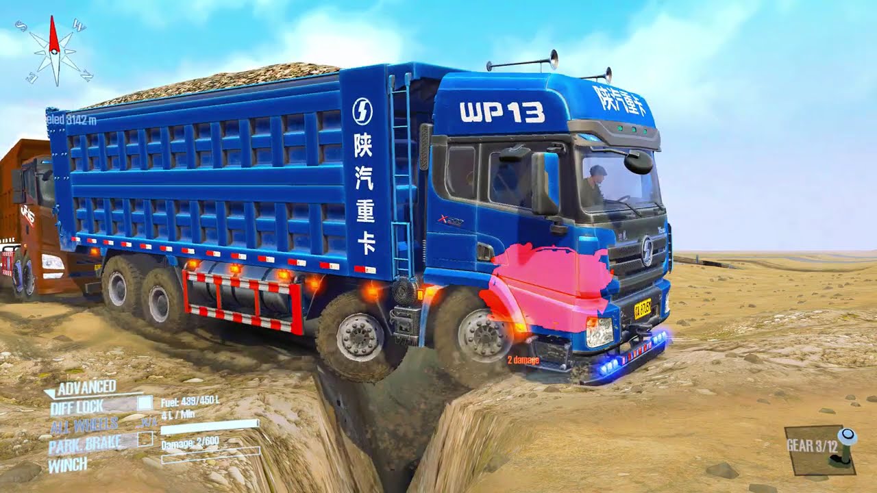Spintires: Mudrunner. Большой автомобиль преодолевает сложную дорогу. Игры, эпизод 160.