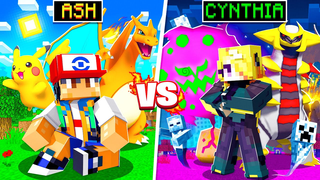 ASH KETCHUM Vs CYNTHIA in Minecraft PIXELMON!