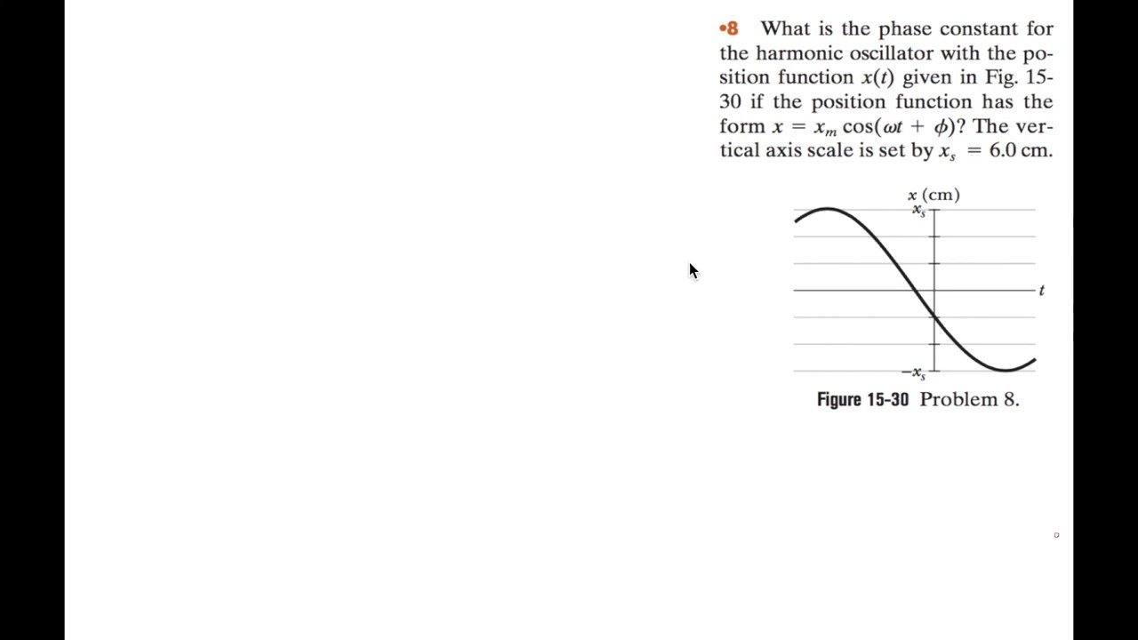 What is the phase constant for the harmonic oscillator with the position function x(t) given in