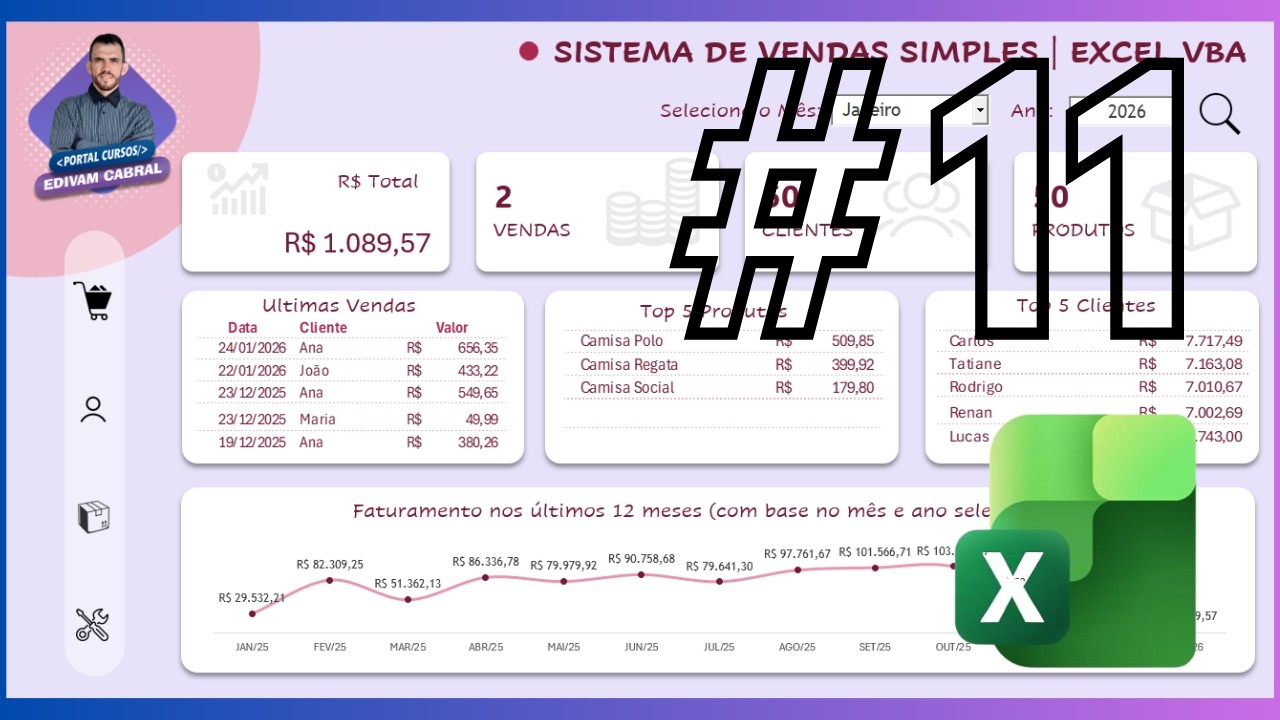 Sistema de Vendas Excel VBA Aula 11 - VENDA Parte 6 VBA e Macros
