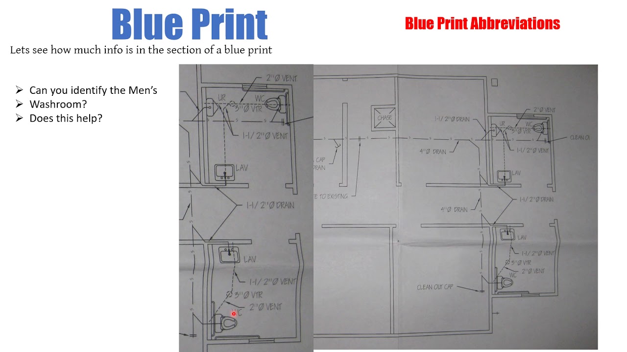 Plumbing Blue Print Abbreviations LESSON #3