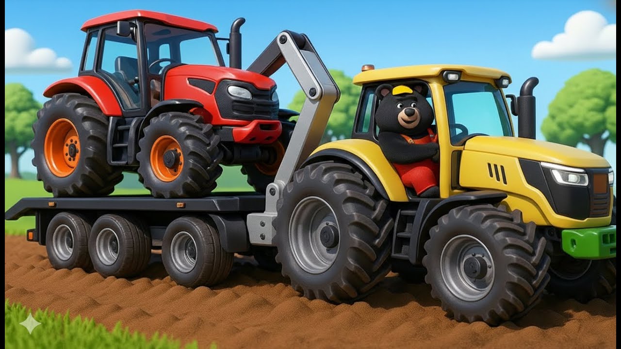 🚜 Tractor Trouble in the Field &mdash; Bear Farmer Transports It for Repair 🐻🔧| Vehicles Farm Animated