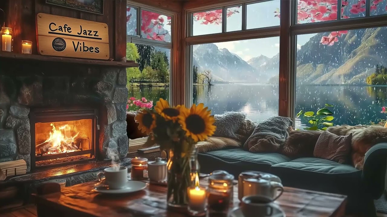 Cozy Cabin Window Lofi – Warm Chill Beats with Snow – 4 Hours