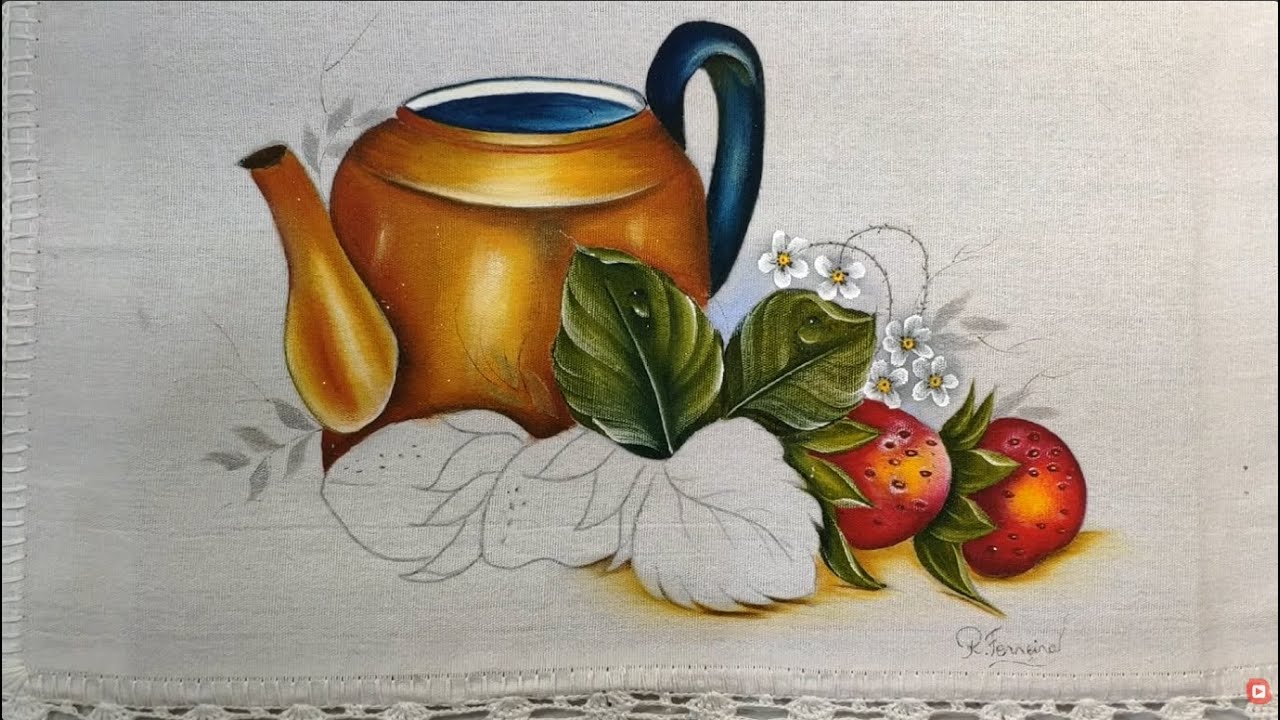 Roberto Ferreira - Vamos Pintar Chaleira com Morangos em Tecido - Parte 2