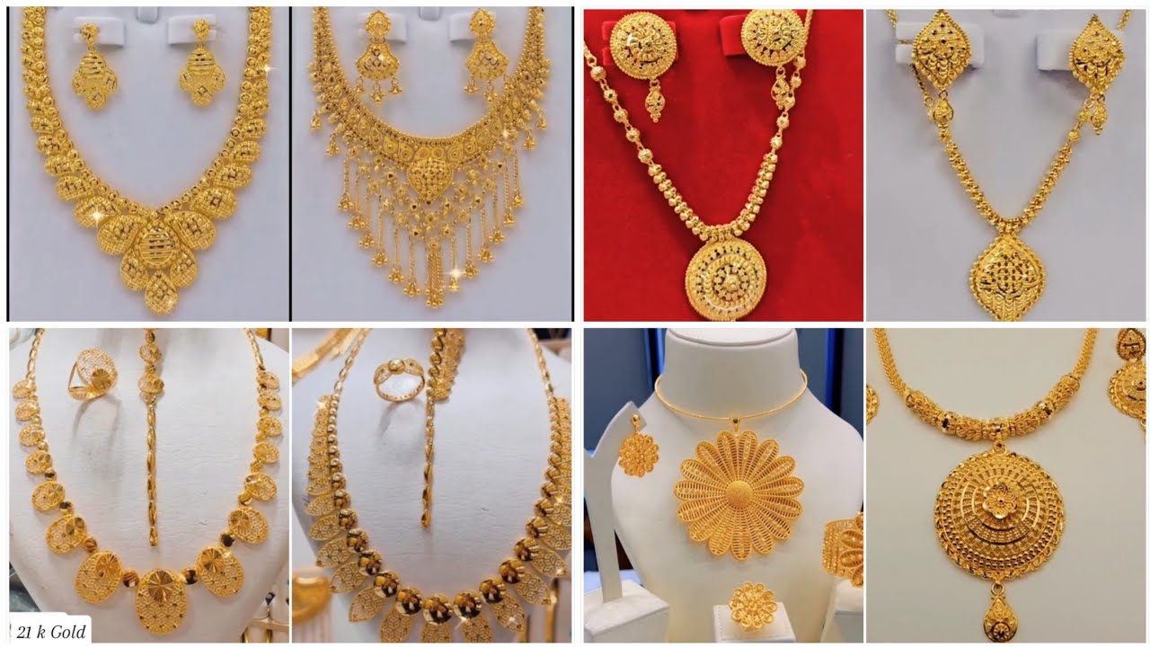 Trending gold jewelry designs |Lightweight Gold Necklace set designs |Daily wear gold Necklace set