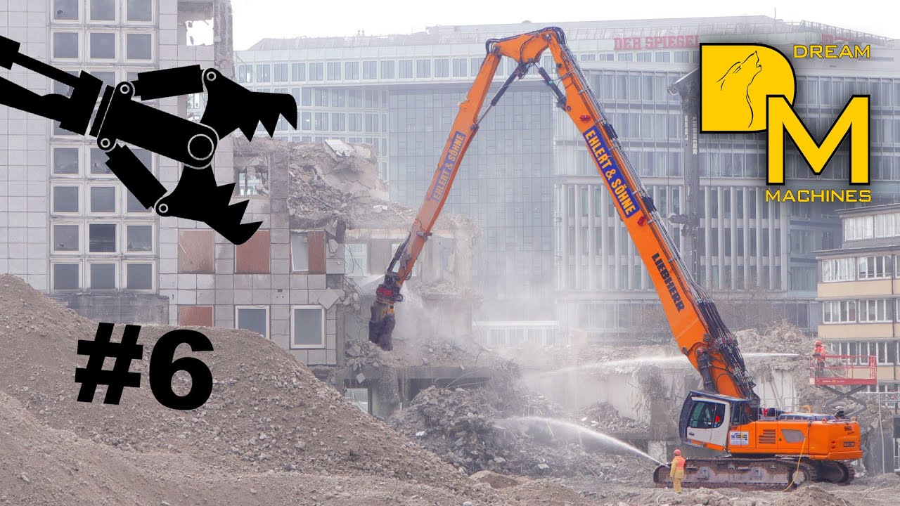 LIEBHERR R960 Demolition LONGFRONT BAGGER HITACHI ZAXIS CATERPILLAR 320F BAUSTELLE DOKU ABBRUCH #6