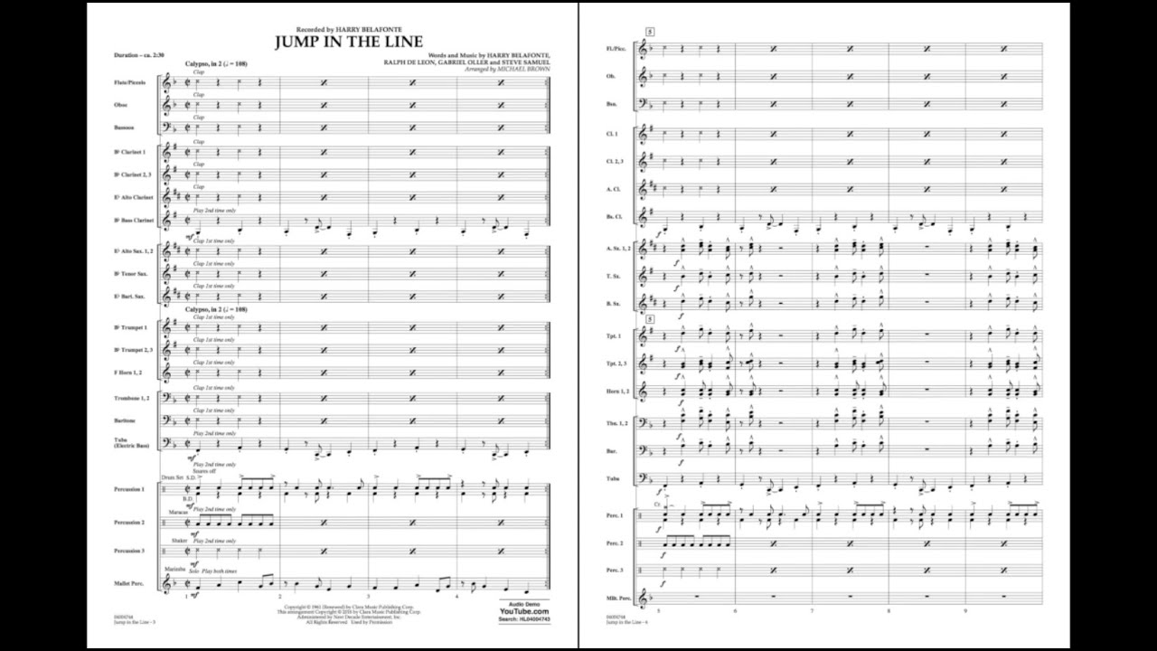 Jump in the Line arranged by Michael Brown