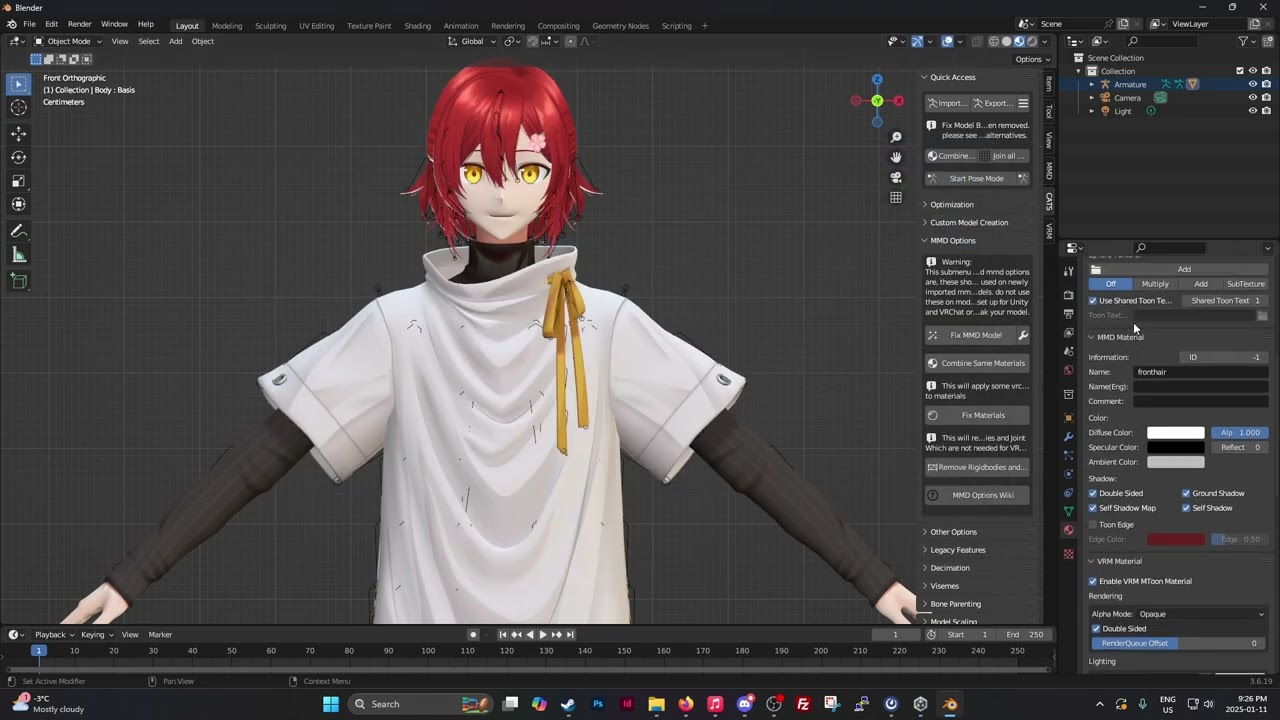 Convert Hololive and Holostars MMD Models to VRM for Desktop Mate with Blender