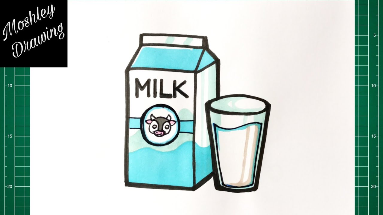How to Draw a Glass of Milk and Milk Box
