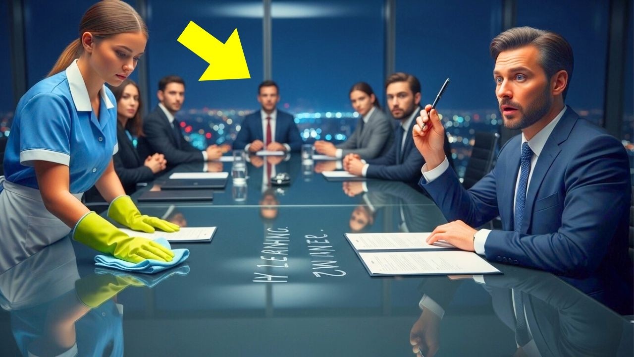 She Pretended to Clean the Boardroom — One Silent Warning Stopped Him From Signing Everything Away