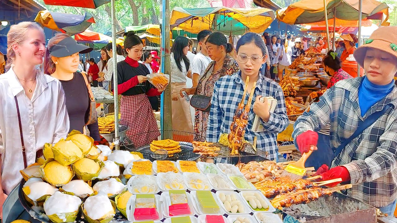 Best Khmer Food at Oudong Resort, Countryside Market - Unique Street Food in Cambodia - So Yummy!