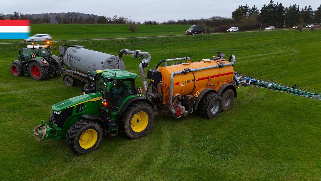 Nagelneue Gülletechnik | John Deere 7R 330 // Veenhuis Profiline + Bomech Farmer | Luxemburg 2024