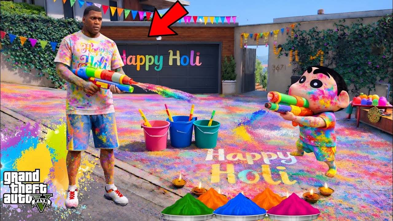 Franklin and Shinchan Holi Celebration in GTA V