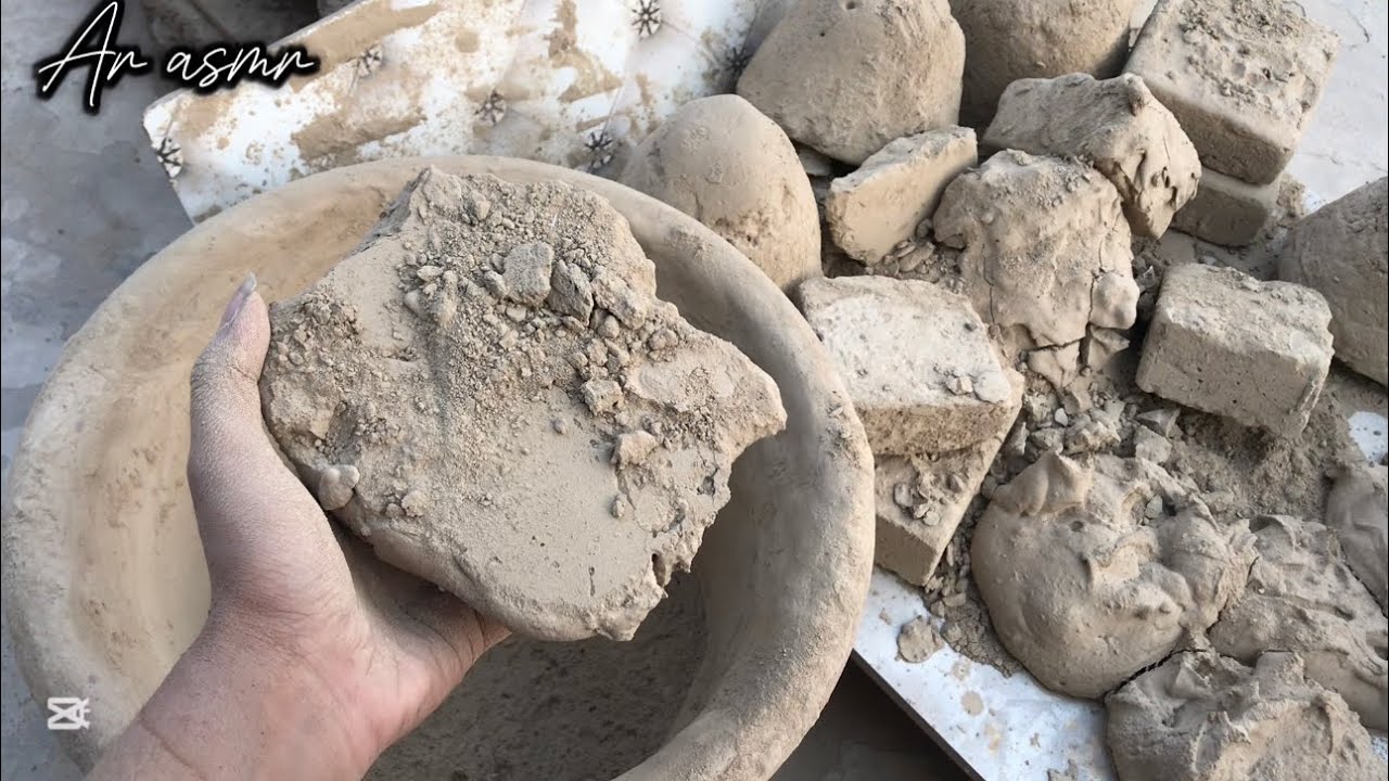 New crumbling video of soft fluffy mud dirt claypot & water crumbling 🔥satisfying