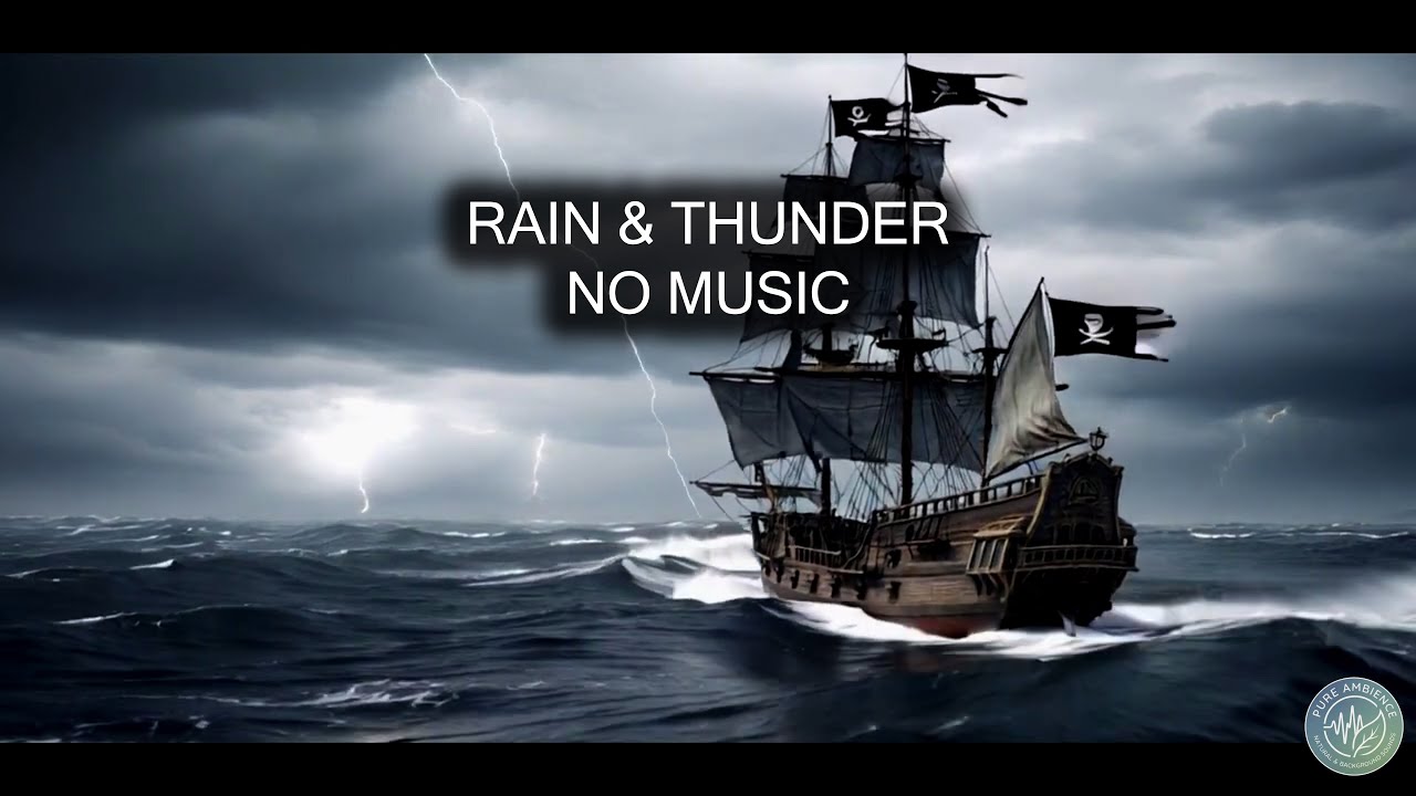8 Hours Rain and Thunder Sounds for Sleep | Storm at Sea Ocean Waves (No Music)