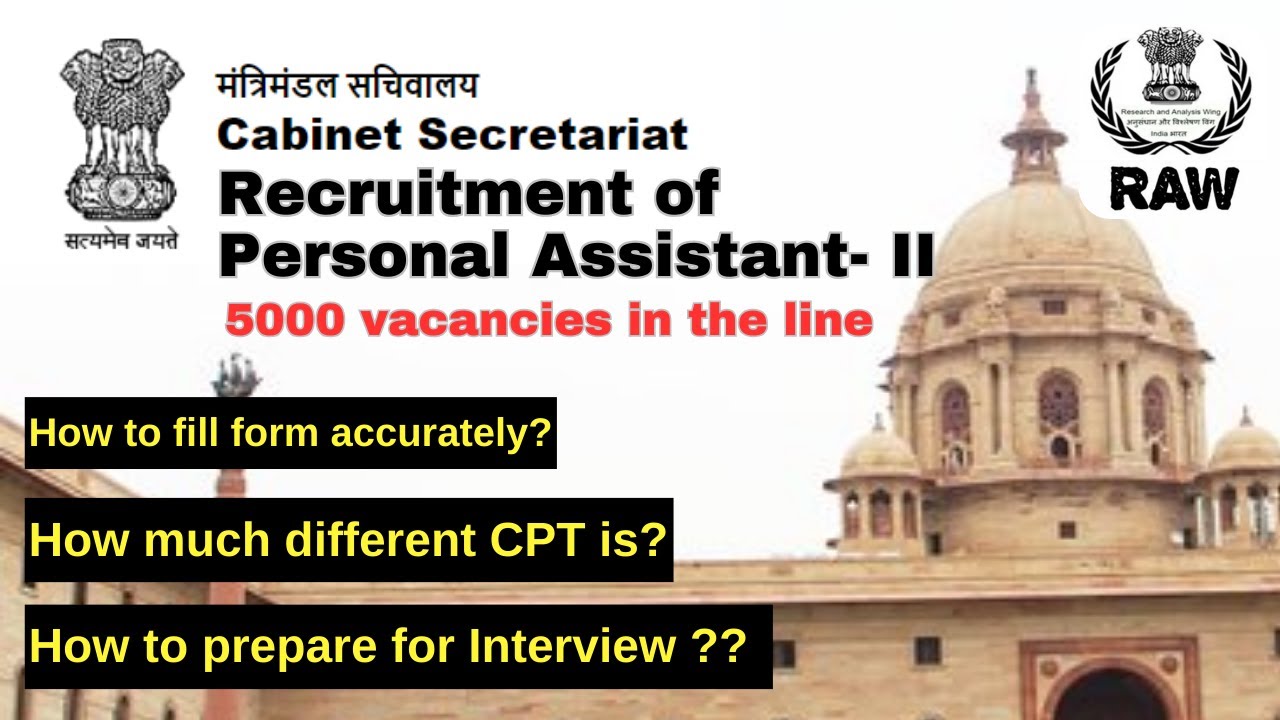 Cabinet Secretariat Vacancies in R&AW || Personal Assistant STENO CPT Interview Preparation