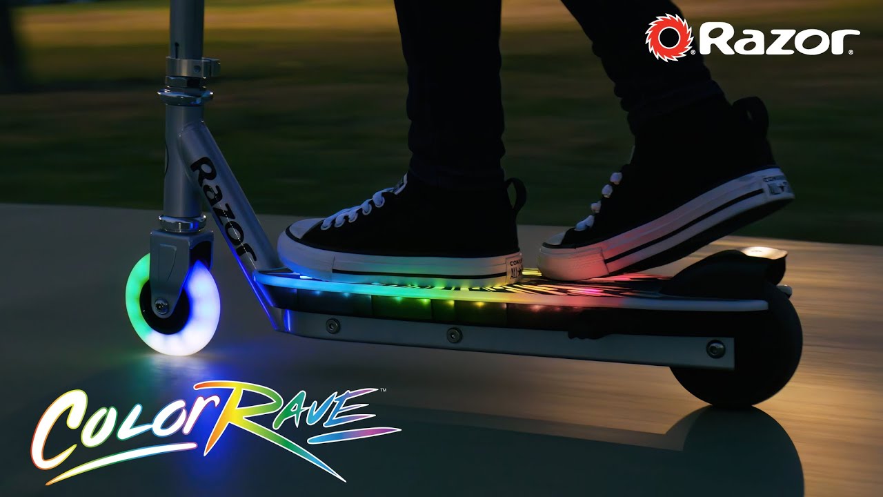 Razor Color Rave Scooter Eléctrico, Luces, 8+ Con Características en Inglés