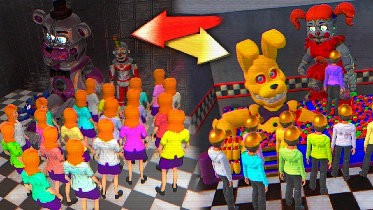 FNAF ЗАСУНУЛ ТОЛПУ ШКОЛЬНИЦ в КОСТЮМ ФАНТАЙМ ФРЕДДИ ИГРАЯ за ЦЕЛОГО ЭННАРДА и БЭЙБИ из ФНАФ !!!
