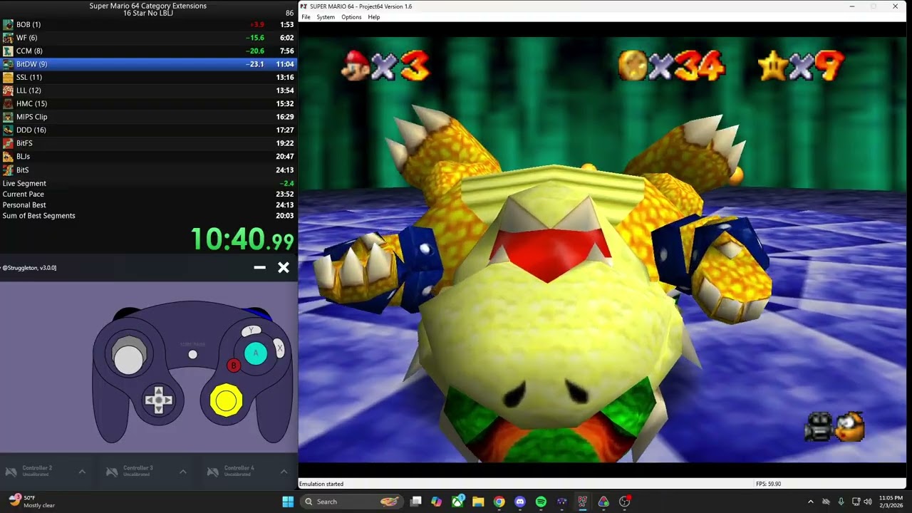 Super Mario 64 - 16 star - 24:37
