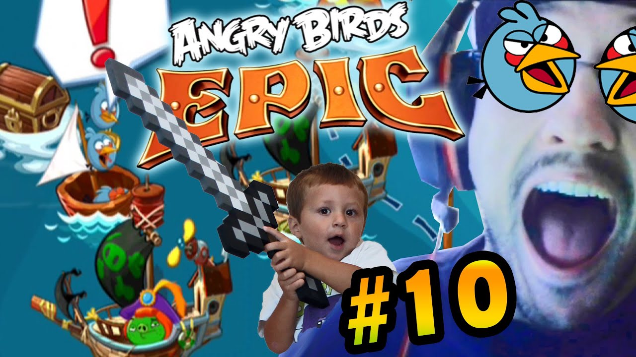 Lets Play Angry Birds EPIC Part 10: Chase & Dad Fight for the Blues Key! (iOS Face Cam Commentary)