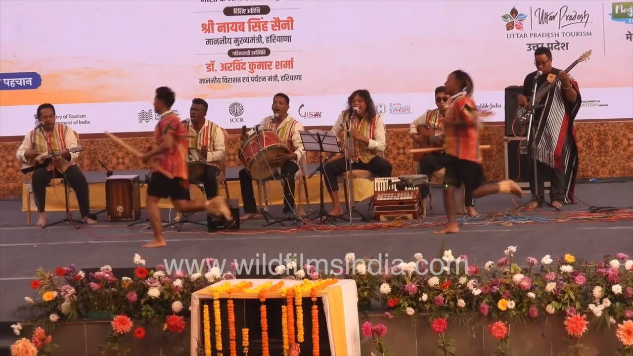 A vibrant stage dance performance from Madagascar at the Surajkund International Craft Mela 2026.
