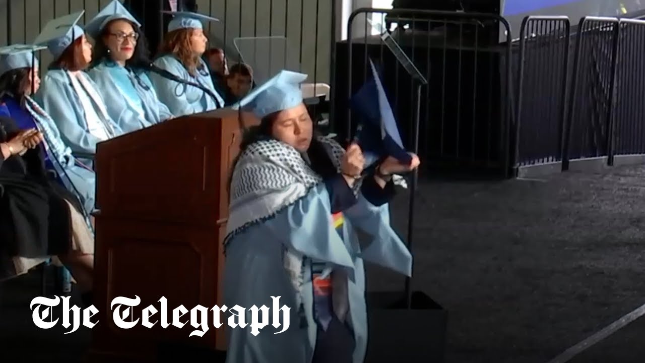 Columbia University student rips up degree in pro-Palestine protest during graduation