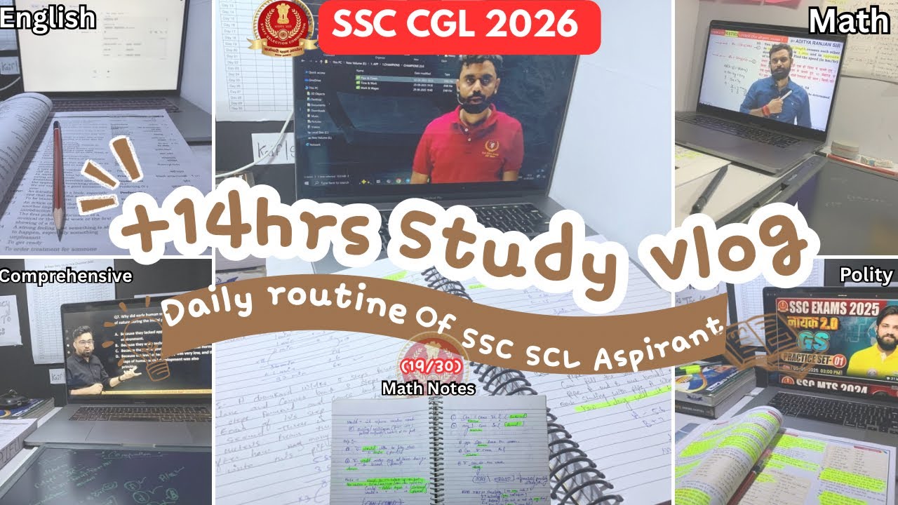 SSC CGL 2026 Preparation | 14 Hours Study Routine | Day (19/30) | #ssc | @vlogwithkaifyyyy 