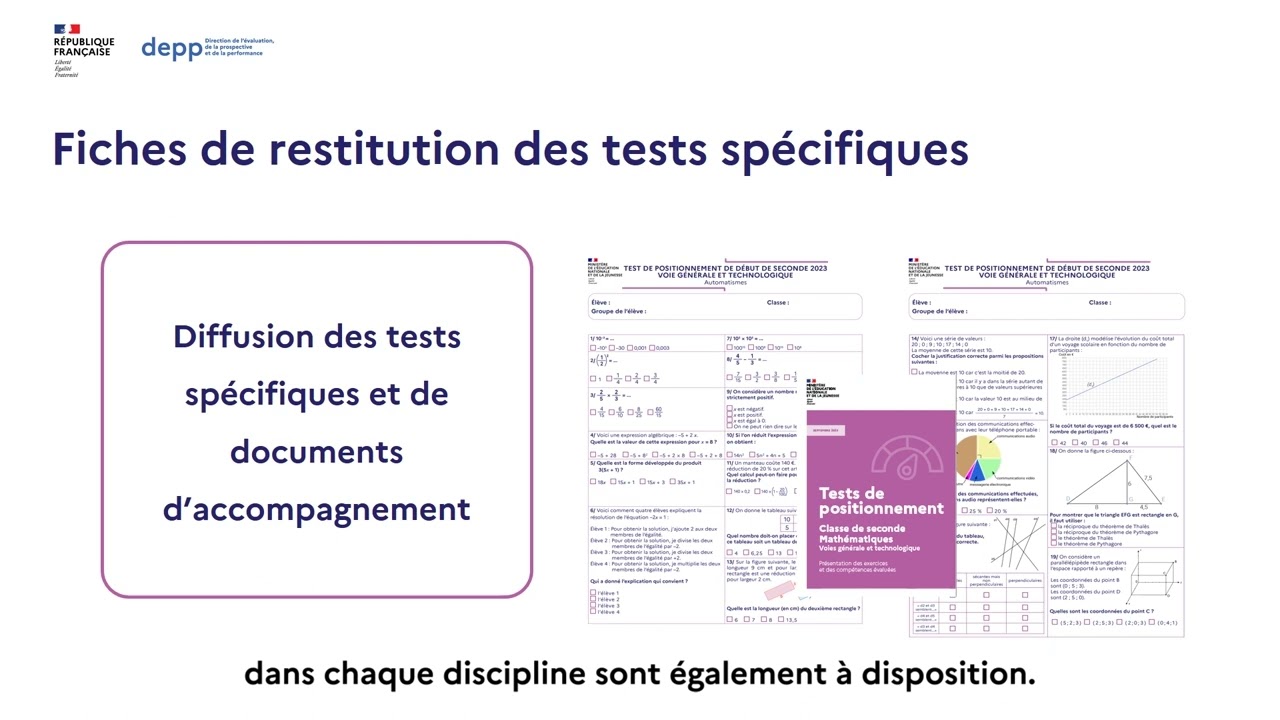Test de positionnement de d&eacute;but de 2de GT
