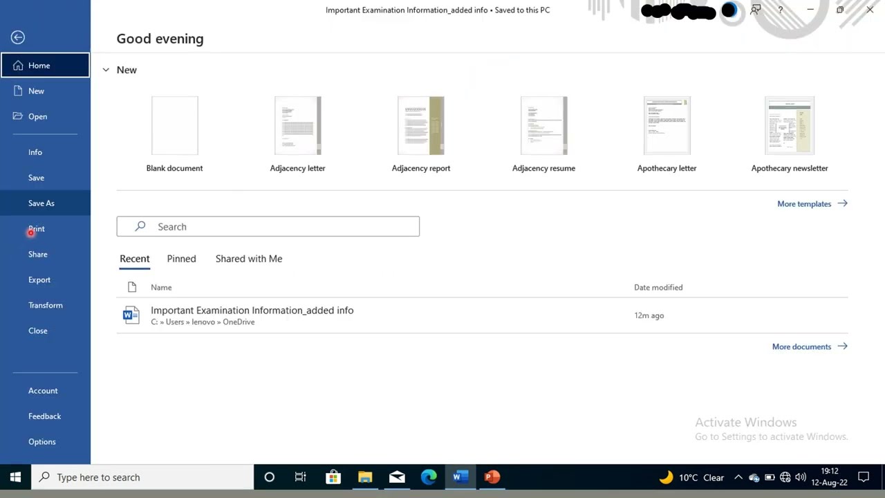 Converting into PDF via Word App