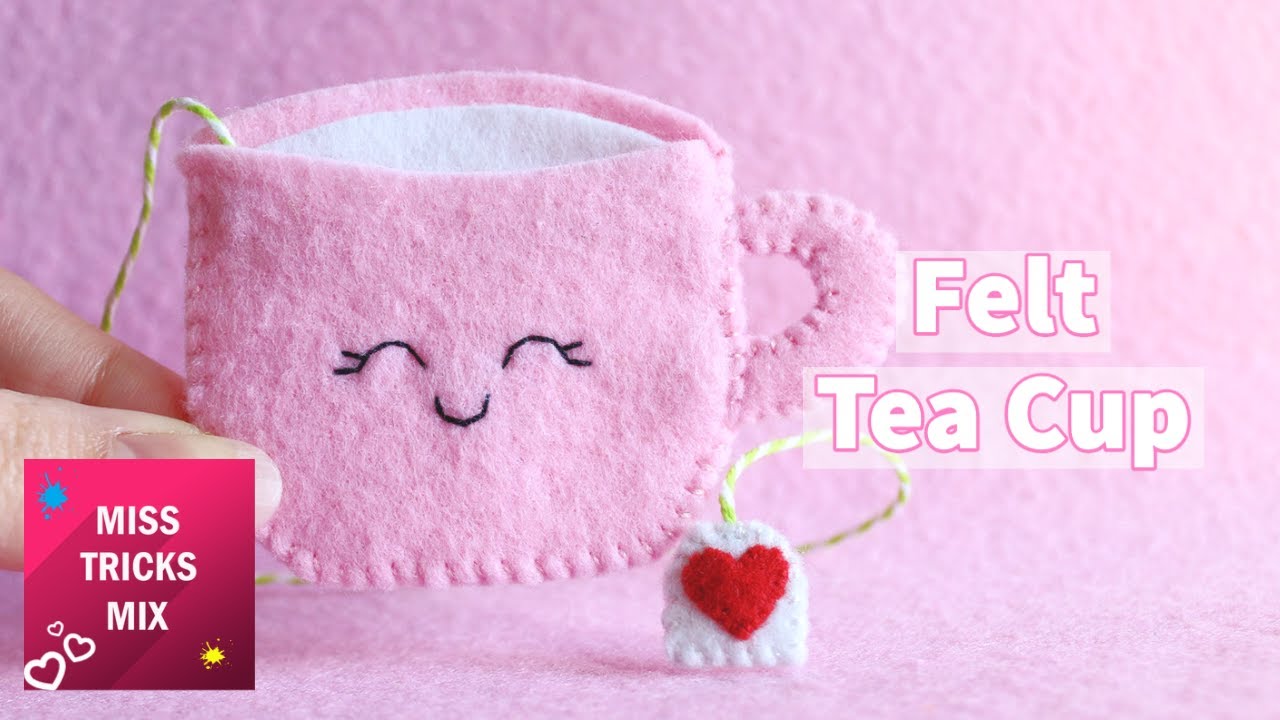 DIY: Cute Tea Cup Felt Bookmark | Valentine Crafts | Kawaii Crafts.