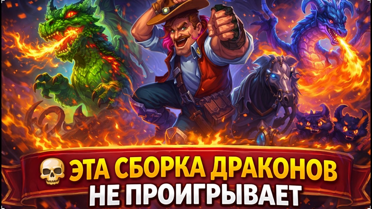 💀 ЭТА СБОРКА ДРАКОНОВ НЕ ПРОИГРЫВАЕТ | Hearthstone Поля Сражений