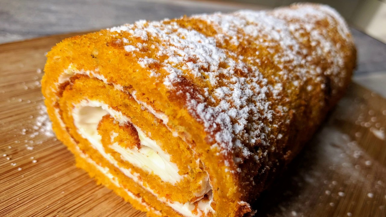 Le biscuit roul&eacute; tr&egrave;s tr&egrave;s moelleux au potimarron