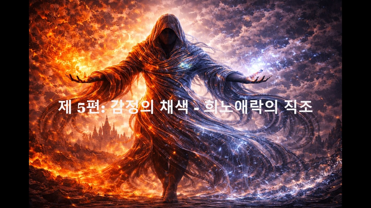 제 5편: 감정의 채색 - 희노애락의 직조  #감정의옷#인간의탄생#영혼의서사#아카식레코드#희노애락#의식의여정#존재의무게#내면서사#영적음악