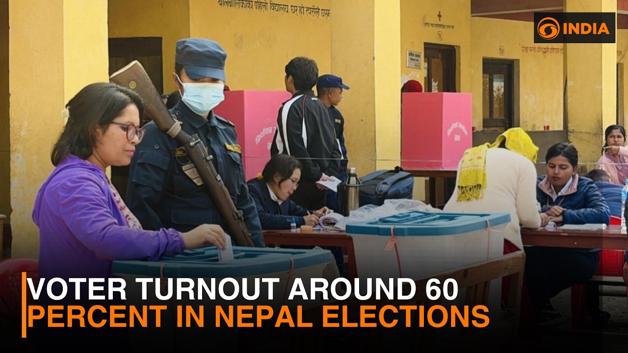 Voter turnout reaches around 60% in Nepal&rsquo;s parliamentary elections.