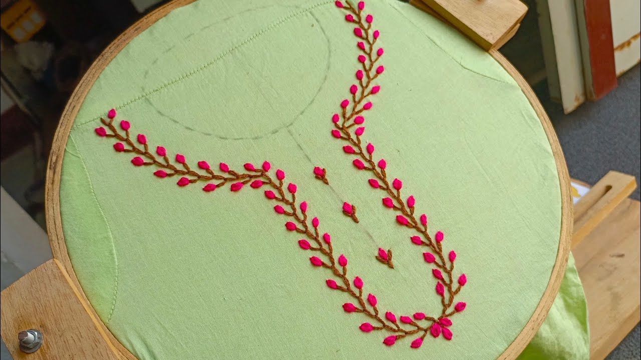 Hand embroidery neck design for kurta | beautiful hand embroidery design | Easy embroidery kurta