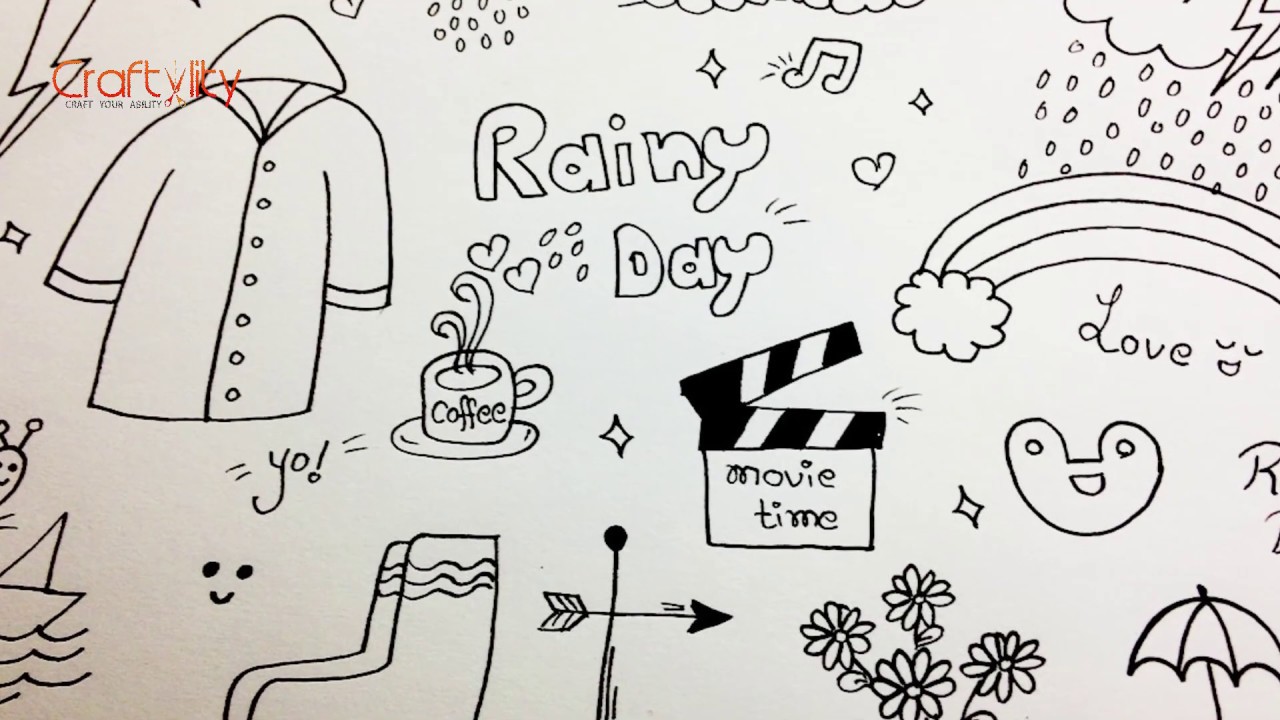 Fun Rain Doodle art | Monsoon doodle | Doodle drawing rain doodle